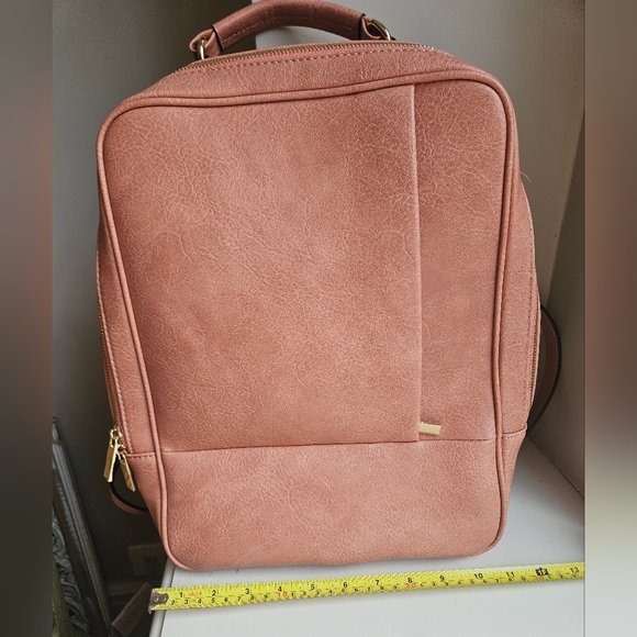 Light Brown Travel Backpack Faux Leather main image 9